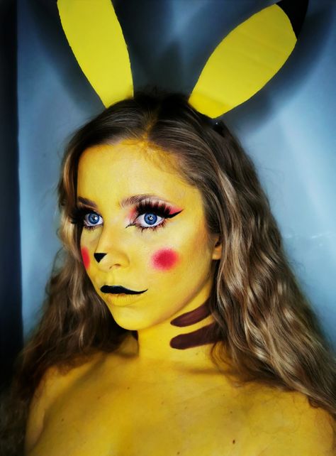 Pikachu Costume Makeup, Squirtle Makeup, Pikachu Makeup Halloween, Picachu Costumes, Pikachu Costume Women, Pikachu Pfp, Pikachu Makeup, Pikachu Halloween Costume, Halloween Pikachu