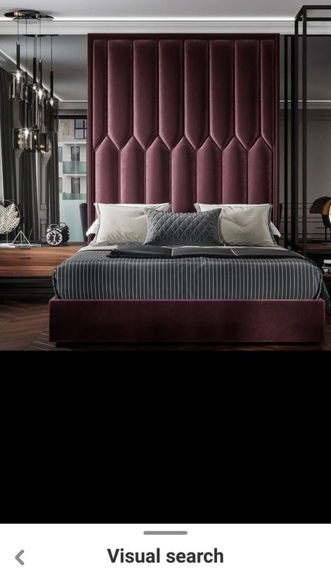 Headboard Modern Luxury, Bed Kushan Design, Headboard Design Luxury, Luxury Headboard Ideas, Long Headboard, Decorating Ideas Bedroom, Bedroom Wallpaper Ideas, Luxury Headboard, Bed Back Design