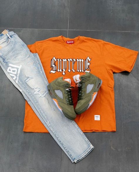 Black Teens Fashion, Air Jordan Outfit, Summer Swag Outfits, Orange Outfits, Luxury Fashion Outfits, Fire Clothes, Young Mens Fashion, Drippy Outfit, Color Coordination