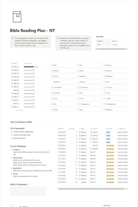 his reading plan will take you through all 260 chapters of the New Testament, one chapter per day. Read through the New Ways To Read The Bible, School Planner Template, Tarot App, Study Planner Free, College Schedule, Bible Study Template, Small Business Planner, Bible Plan, School Planner