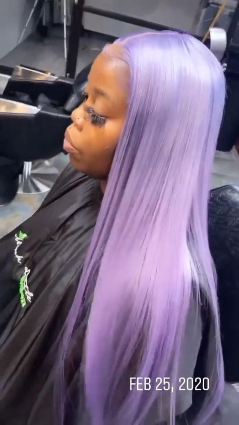 Light Purple Frontal Wig, Purple Human Hair Wig, Lavender Frontal Wig, Light Purple Lace Front Wig, Lavender Wigs For Black Women, Colored Wigs On Dark Skin, Lavender Weave, Purple Birthday Outfit, Lilac Wig