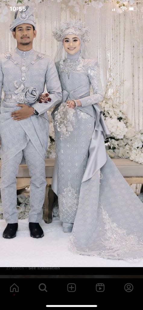 Wedding Songket Dress, Baju Kawin Dress Wedding, Nikah Outfit Malay, Kebaya Songket Wedding, Wedding Dress Malay, Baju Sanding Songket, Malay Wedding Dress Songket, Baju Kahwin Songket, Wedding Dress Songket