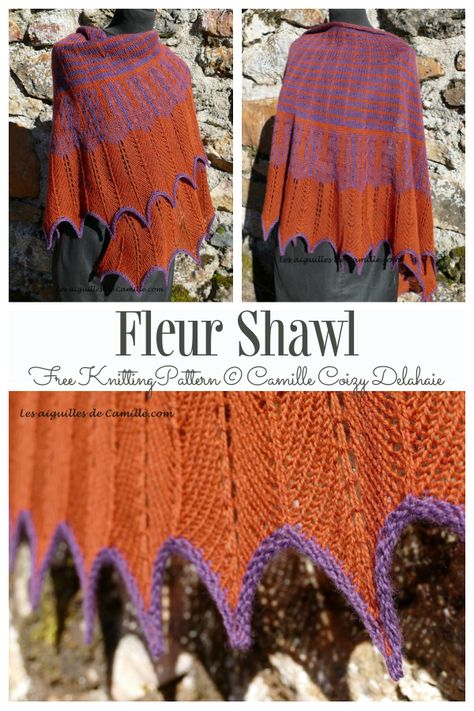 Fleur Shawl Free Knitting Pattern - Knitting Pattern Knit Shawl Patterns, Unusual Knitting, Free Knit Shawl Patterns, Knitting Shawl, Shawl Crochet, Knit Shawl, Pattern Knitting, Shawl Knitting Patterns, Shawl Patterns