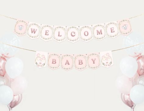 Pink Elephant Boho Baby Shower Pennant Banner Template Elephant Theme Pink Girl Baby Banner Instant Download Digital Template BB257 - Etsy Indonesia Pennant Banner Template, Pennant Template, Portable Pc, Baby Shower Boho, Theme Pink, Elephant Theme, Baby Banners, Pennant Banner, Pennant Banners