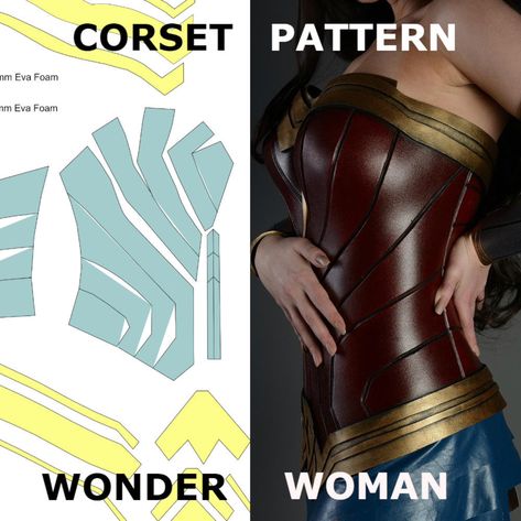 Corset Template, Wonder Woman Tutu, Wonder Woman Halloween Costume, Pattern Corset, Pinup Apron, Diy Superhero, Wonder Woman Cosplay, Skirt Diy, Kostum Cosplay