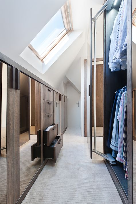 Luxury loft conversion - Barbara Genda Loft Conversion Dressing Room, Loft Conversion Bedroom, Attic Wardrobe, Attic Renovation Ideas, Terrasse Design, Attic Closet, Attic Loft, Loft Storage, Attic Design