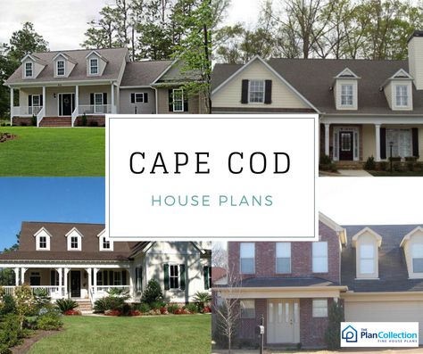 One of the most notable features of these Cape Cod home plans is the prominent roof   line, which extends across the house. #CapeCod Cape Cod With Dormers, Expanded Cape Cod House, Cape Cod With Attached Garage, Cape Cod House Floor Plans, Small Cape Cod House Plans, Modern Cape Cod Exterior, Cape Cod Floor Plans, Modern Cape Cod House Exterior, Cape Cod House Interior Ideas