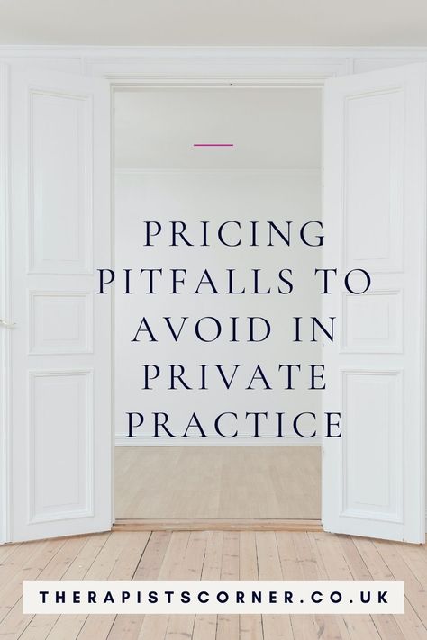 How to effectively price your services in private practice with our latest blog post, 'Pricing Pitfalls to Avoid in Private Practice.' tips on setting your rates, understanding your value, and avoiding common mistakes. Perfect for therapists, counsellors and coaches aiming to price their services wisely and sustainably. #PrivatePracticeTips #TherapistPricing #PricingStrategy #TherapyBusiness #FinancialSuccess Therapy Practice Name Ideas, Slp Private Practice, Therapy Private Practice, Private Practice Office, Private Practice Counseling, Future Therapist, Private Practice Therapy, Psych Nursing, Practice Room