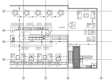 Hotel Roof top Bar floor plan design is given in this AutoCAD Drawing. Download the AutoCAD 2D DWG file. - Cadbull Rooftop Cafe Plan, Roof Top Restaurant Design Plan, Starbucks Floor Plan, Roof Top Cafe Design, Roof Top Bar Design, Roof Top Restaurant Design, Roof Top Terrace Designs, Rooftop Plan, Restaurant Design Plan