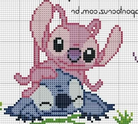 Lilo And Stitch Cross Stitch Pattern, Pixel Art Stitch, Cross Stitch Patterns Free Easy, Cartoon Cross Stitch, Lilo En Stitch, Pokemon Cross Stitch Patterns, Pokemon Cross Stitch, Intarsia Knitting, Cross Stitch Tutorial