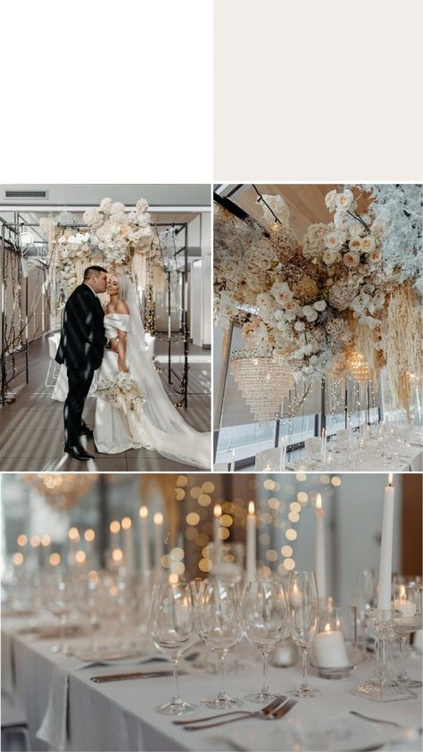 Dreamy Wedding Theme Color Palettes, Taupe Winter Wedding, Nye Wedding Color Palette, Winter Wedding Champagne Color, Winter Glam Wedding, Winter Wedding Colors 2024, Labyrinth Decor, Boho Winter Wedding Dress, White And Gold Winter Wedding