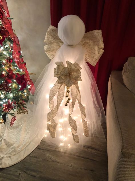 Christmas Tulle Decorations, Tomato Cage Crafts, Christmas Angels Diy, Dress Form Christmas Tree, Tomato Cage Christmas Tree, Christmas Angel Crafts, Handmade Christmas Crafts, Angel Crafts, Decor Ideas Diy