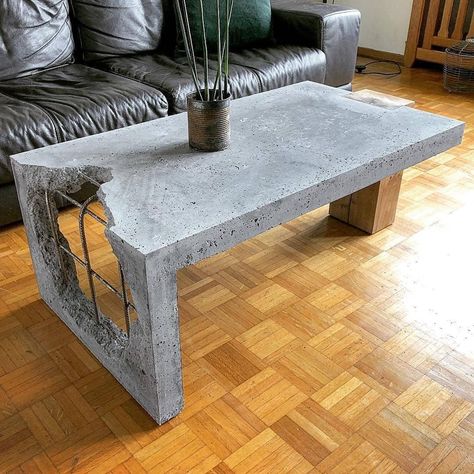 Diy Concrete Coffee Table, Meja Industrial, Ship Ideas, Desain Pantry, Coffee Table Top, Concrete Coffee Table, Diy Concrete Countertops, Concrete Furniture, Concrete Table