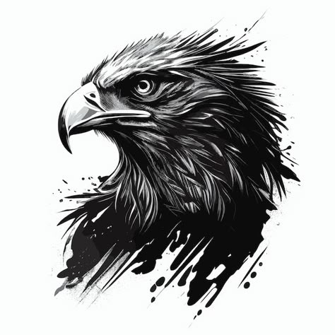 Vector black and white eagle head vector... | Premium Vector #Freepik #vector #predator #abstract-animal #monochrome #creative-graphics Eagle Head Tattoo, Arm Tattoos Drawing, Mystical Tattoos, Black Tattoo Cover Up, Eagle Drawing, White Eagle, Full Sleeve Tattoo Design, Lion Photography, Eagle Tattoos