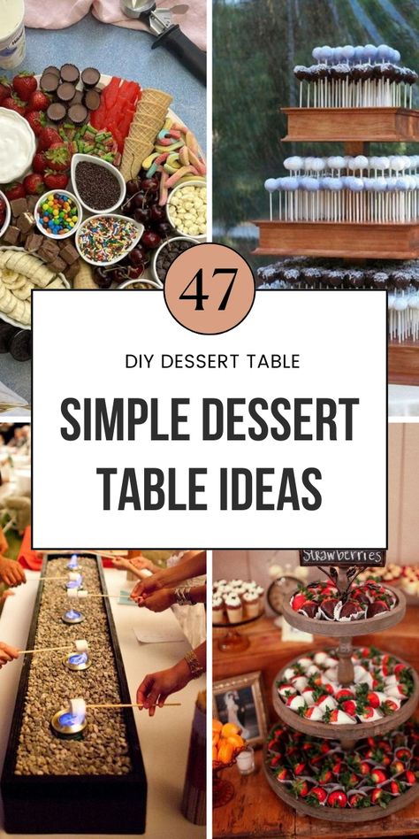 simple dessert table ideas pin 1 Minimal Wedding Dessert Table, Fun Dessert Bars Party Ideas, Goody Table Ideas, Budget Dessert Table, Buffet Deserts Ideas, Ideas For Wedding Dessert Table, Dessert Auction Display, Winter Dessert Table Ideas, Dessert Table For Birthday Party