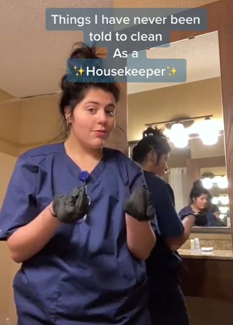 MOST people who have stayed in a hotel will have assumed it was cleaned prior to them arriving. But a hotel cleaner revealed there are five items in a room that she has never been told to clean. Elliana Madrid shared a video on Tiktok of her at work for her job as a cleaner […] Hotel Cleaning Hacks, Hotel Cleaning Kit, Hotel Organization, Hotel Housekeeping Tips, Hotel Housekeeping, Hotel Worker, Hotel Hacks, Hotel Cleaning, Housekeeping Tips