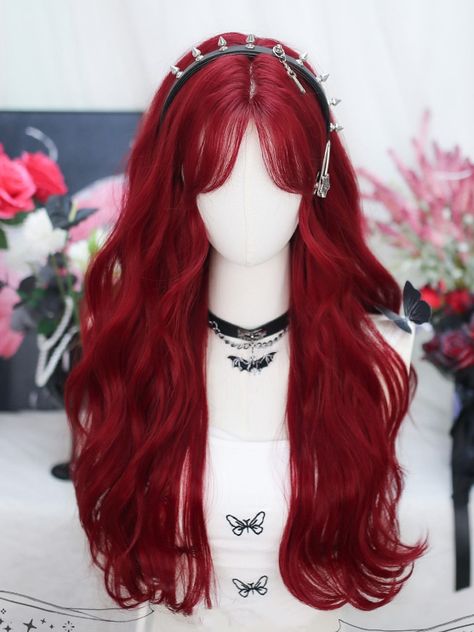 Get ready to turn heads with our stunning curtain bangs red wavy long synthetic wig. This high-quality synthetic wig features beautiful wavy red hair and trendy curtain bangs, giving you a chic and effortless look. The long length adds a touch of glamour to any outfit, and the synthetic fibers are easy to style and maintain.   Please note that this product includes only the wig. Elevate your style and express your individuality with this fabulous wig! Garment Size SizeFree SizeHair Length60-65 Wispy Red Bangs, Redhair Wigs, Red Hair Wigs, Wavy Red Hair, Aesthetic Red Hair, Red Hair Wig, Trendy Curtain Bangs, Red Bangs, Kawaii Wigs