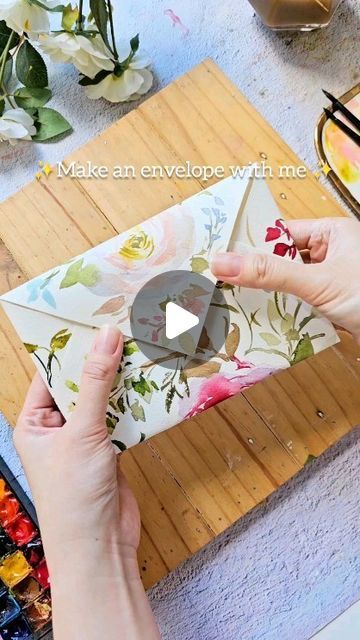 Painting On Envelopes, Envelope Painting Ideas, Envelope Art Diy, Diy Money Envelopes, Diy Envelopes From Paper, Watercolor Envelope, Watercolor Letters, Make An Envelope, Creative Videos