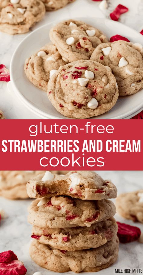 Easy Dairy And Gluten Free Desserts, Valentines Day Gluten Free, Gf Valentines Desserts, Gluten Free Strawberry Desserts Easy, Gluten Free Dairy Free Valentine Treats, Gluten Free Crumbl Cookie Copycat, Gluten Free Desserts Valentines Day, Gf Valentines Day Treats, Gluten Free Strawberry Cookies