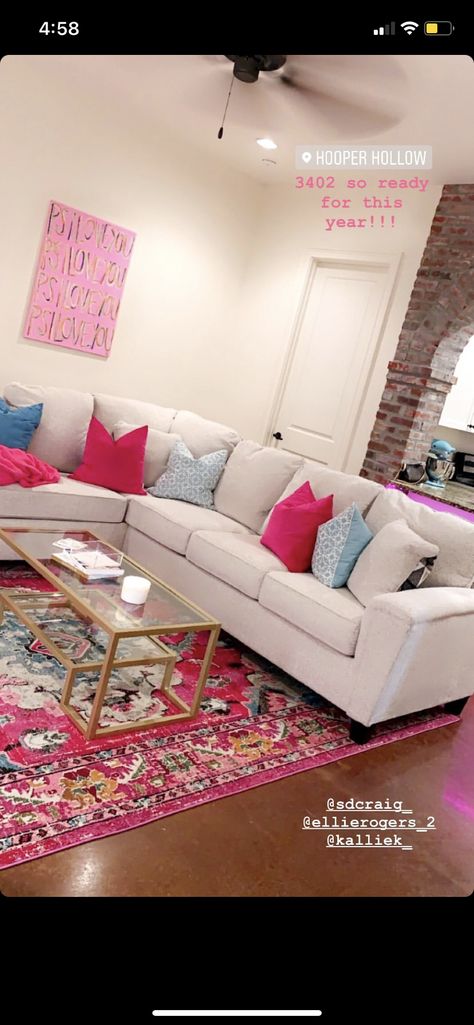 Living Room Preppy Aesthetic, Cute Preppy Living Room, Pink Preppy Living Room, Light And Bright Apartment, Canvas Apartment Decor, Preppy Living Room Apartment, Preppy House Aesthetic, Preppy Aesthetic Apartment, Cute Preppy Apartment