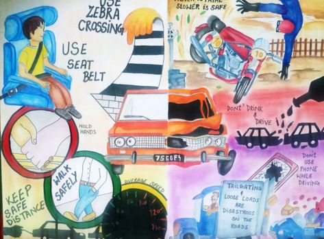 #fabercastel#craftamo#mixmedium#artphilosophy#steadlerUSA#fabercastelamerica#by artist Aliza 🤩 Traffic Safety Posters, Traffic Safety Posters Drawing, Road Safety Poster Ideas, Safety Poster Ideas, Competition Drawing, Posters Drawing, Road Safety Poster, Village Scene Drawing, Safety Poster