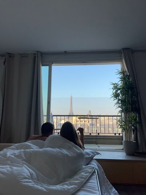 Honeymoon In Paris Aesthetic, Paris Aesthetic Honeymoon, Couple In A Bedroom Aesthetic, Couples Paris Aesthetic, Hotel Aesthetic Couple, France Couple Aesthetic, Europe Honeymoon Aesthetic, French Couple Aesthetic, Travelling Couple Aesthetic