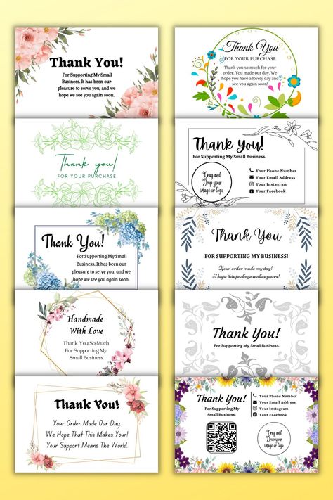 10 Small Business Thank You Cards | Instant Download | Package Inserts | Appreciation Notes | Canva Template | Printable | Editable Bundle  #businesscard #thankyoucard #etsythankyoucard #etsyseller #customernote #insertnote #package Package Inserts, Appreciation Note, Thank You Template, See You Again Soon, Business Thank You Cards, Business Thank You, Logo Images, Canva Template, Template Printable