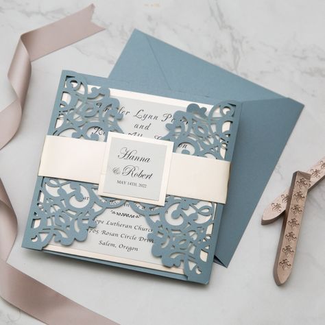 Winter Wedding Color Palette, Wedding Color Trends, Glitter Wedding Invitations, Winter Wedding Colors, Laser Cut Invitation, Pocket Wedding Invitations, Wedding Invitations Online, Wedding Colors Blue, Summer Wedding Colors