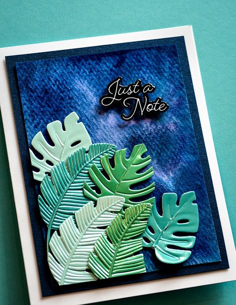 Spellbinders Leafy Embossing Folder, Stampin Up Tropical Leaf, Sizzix Leaf Fragments Dies, Forever Fern Sympathy Cards, Ctmh Textured Leaves, Studio Organization, Leaf Cards, Tree Leaves, Paper Organization