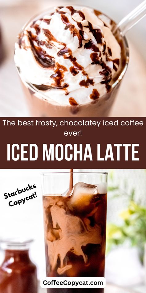 Iced Mocha Latte Recipe, Iced Mocha Recipe, Mocha Coffee Recipe, Mocha Latte Recipe, Nespresso Recipes, Cold Brew Coffee Recipe, Coffee Recipes Starbucks, Iced Drinks Recipes, Mocha Recipe