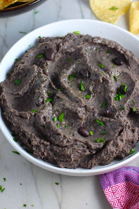 Black Bean Puree {Tutu de Feijão} - Easy Brazilian Food Refried Black Beans Recipe, Black Bean Puree, Dry Beans Recipe, Bean Puree, Refried Black Beans, Black Beans Recipe, Puree Recipes, Caramelized Onions And Mushrooms, Brazilian Recipes