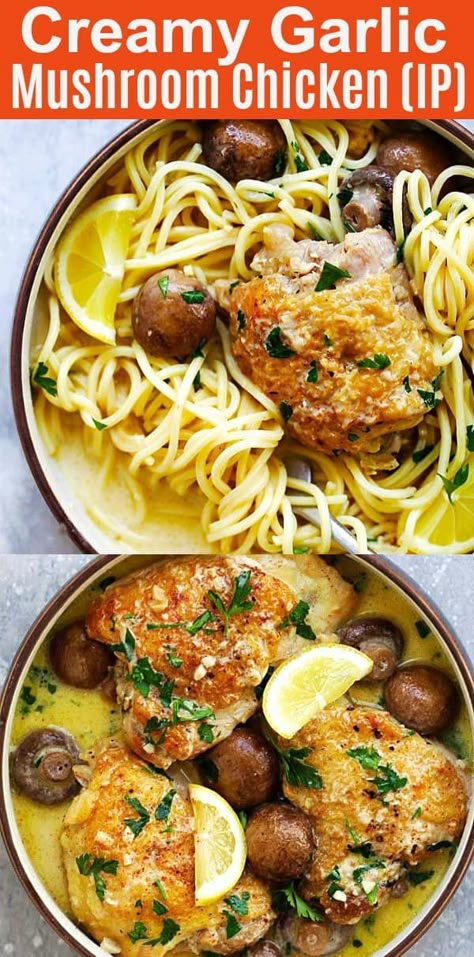 Creamy Garlic Mushroom Chicken made in Instant Pot. Easy delicious recipe for entire family | rasamalaysia.com Creamy Garlic Mushroom Chicken, Garlic Mushroom Chicken, Chicken Instant Pot, Chicken With Mushrooms, Creamy Garlic Mushrooms, Creamy Garlic Chicken, Garlic Mushrooms, Mushroom Chicken, Instapot Recipes