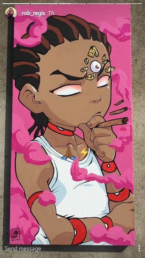 Cartoon Anime Art Style, Rob Regis, Boondocks Painting, Dope Paintings, Boondocks Art, Cartoon Canvas Art, Cartoon Tattoo Ideas, Animated Shows, Character Tattoos