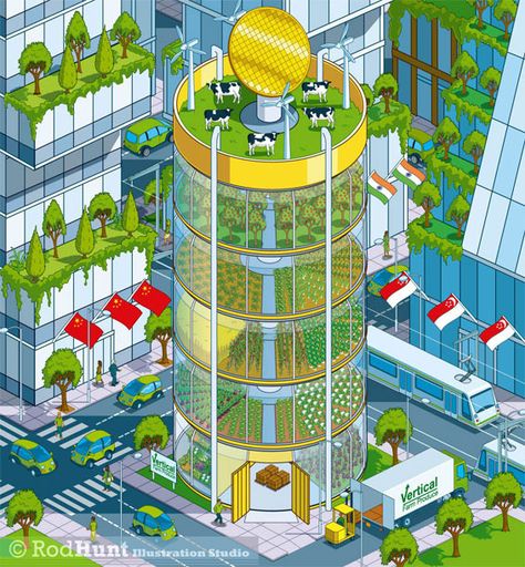 Future Gazing - vertical farm illustration - isometric pixel art | Flickr - Photo Sharing! Isometric Pixel Art, Isometric Pixel, Farm Illustration, Urban Farms, Vertical Farm, Smart Farm, Vertical Vegetable Garden, Eco City, Vertical Farming