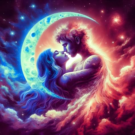 Souls Connecting, Twin Flame Separation, Twin Flame Art, Fantasy Love, Flame Art, Twin Flame Love, Spiritual Artwork, Romance Art, Romantic Art