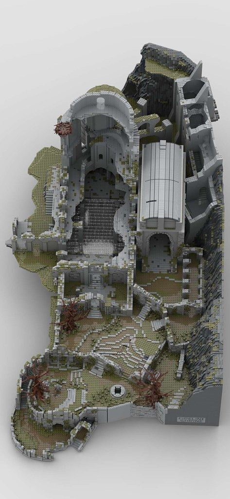 Ark Survival Evolved Castle Builds, Lego Dark Souls, Lego Castle Ideas, Lego Cave, Firelink Shrine, Lego Dnd, Lego Diorama, Lego Universe, Lego Display