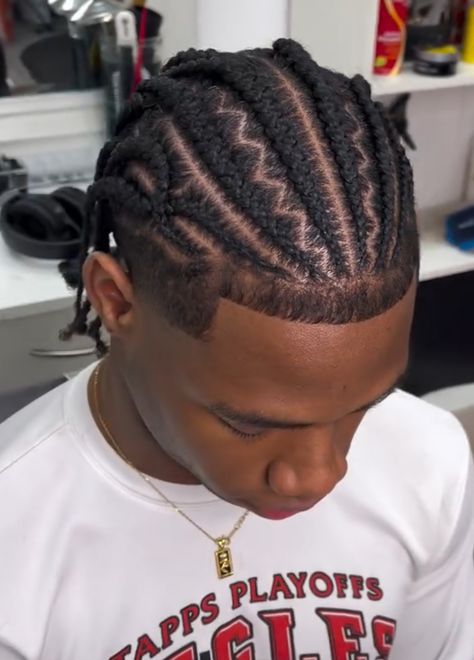 Cornrows Patterns Men, Zip Braid Hairstyles, Canerows Hairstyles Men, Men’s Hair Styles Cornrows, Eight Cornrows Braids, Cross Cornrow Braids, Braided Hairstyles For Black Men Short, High Taper Cornrows, Low Taper Braids