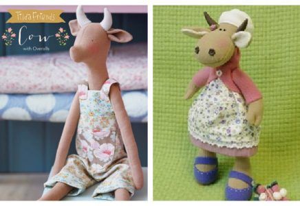 DIY Fabric Tilda Friends Cow Free Sewing Patterns Diy Christmas Elves, Fabric Art Diy, Fabric Sewing Patterns, Sock Crafts, Patterns Fabric, Free Sewing Patterns, Plushie Patterns, Bird Quilt, Fabric Toys