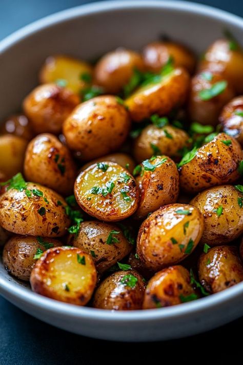 Delight your taste buds with crispy, golden air fryer baby potatoes. Try these irresistible air fryer baby red potatoes for a perfectly fluffy interior and a satisfying crunch on the outside. Elevate your cooking game with this simple yet delicious side dish that will pair perfectly with any meal. Whether you're hosting a gathering or looking for a quick snack, these air fryer baby potatoes are sure to impress. Enjoy the convenience of using your air fryer to whip up this tasty recipe in no time Simple Recipes Air Fryer, Airfryer Baby Potatoes, Red Baby Potatoes Recipes, Air Fryer Recipes Simple, Air Fry Small Potatoes, Air Fry Baby Potatoes, Air Fryer Baby Potatoes Recipes, Air Fryer Small Potatoes, Baby Potato Recipes Air Fryer