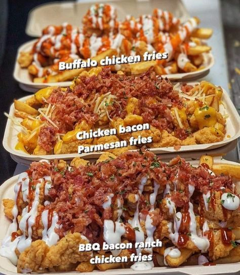 Chicken Bacon Ranch Fries, Bacon Ranch Fries, Ranch Fries, Buffalo Chicken Fries, Buffalo Fries, Parmesan Fries, Chicken Fries, Bbq Bacon, Chicken Bacon Ranch