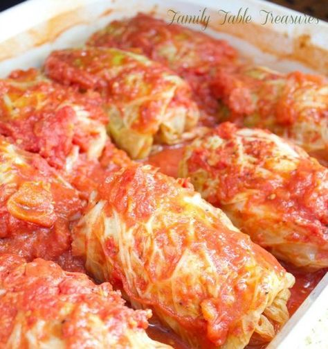 Polish Cabbage Rolls {Galumpkis} {Celebrating Our Heritage Series} - Family Table Treasures Polish Cabbage Rolls, Polish Cabbage, Stuffed Cabbage Rolls, Cabbage Rolls Recipe, Stuffed Cabbage, Ukrainian Recipes, Cabbage Rolls, Cabbage Recipes, Polish Recipes