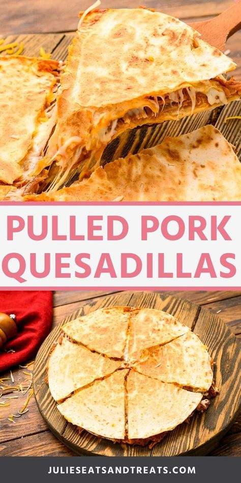 Got 15 minutes? You can make these quick and easy Pulled Pork Quesadillas with leftover pulled pork, shredded cheese, bbq sauce and tortillas. An easy lunch or dinner recipe! #quesadilla #recipe Pulled Pork Quesadillas, Pork Quesadillas, Pulled Pork Quesadilla, Pulled Pork Leftover Recipes, Quesadilla Recipes Easy, Leftover Pulled Pork, Easy Pulled Pork, Pulled Pork Leftovers, Quesadilla Recipe