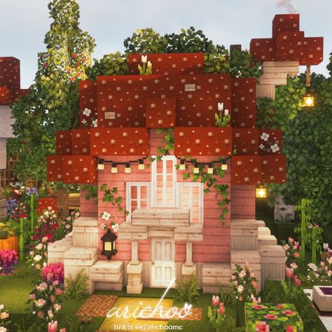 Minecraft Cottage House, Minecraft Cherry Blossom House, Minecraft Village Ideas, Minecraft Pfp, Minecraft House Decor, Minecraft Small House, Cottage Minecraft, Case Minecraft, Cottagecore Minecraft