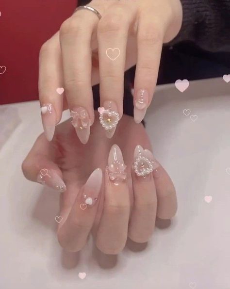 Cute Pink Nails, Asian Nails, Blush Nails, Pretty Gel Nails, Really Cute Nails, Soft Nails, Kawaii Nails, Pink Nail, Pink Acrylic Nails