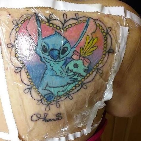 my tattoo Stitch And Scrump Tattoo, Scrump Tattoo, Tattoo Around Arm, Stitch And Scrump, Disney Stitch Tattoo, Lilo And Stitch Tattoo, Disney Sleeve Tattoos, Stitch Tattoo, Cartoon Character Tattoos