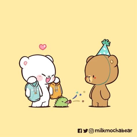 Valentine Pfp, Mocha And Milk, Milk And Mocha Bear, Milk Mocha Bear, Bear Instagram, Milk And Mocha, Mocha Bear, Always Be Happy, Birthday Cartoon