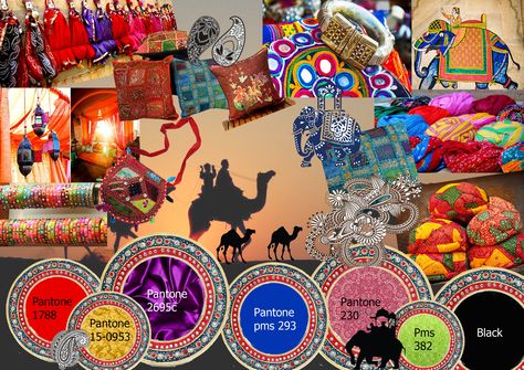 Explorers Colour board Theme: Rajasthani Rajasthani Colour Palette, Rajasthani Theme Restaurant, Rajasthan Mood Board Fashion, Rajasthani Mood Board, Rajasthan Mood Board, Rajasthani Illustration, Dress Display Ideas, Indian Fine Dining, Rajasthani Theme