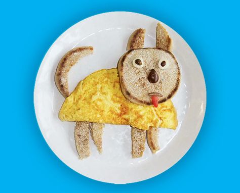 Muffin Dog (if my kids ever eat eggs, etc., there are a bunch of cute breakfast ideas on this site) Funny Plates, Cute Breakfast Ideas, Dog Breakfast, Creative Meals, Funny Breakfast, Kids Breakfast, Fun Breakfast, Healthy Eating Breakfast, Kids Meal