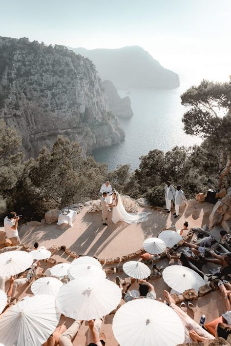 Ibiza Wedding Venues, Small Private Wedding, Europe Beaches, Small Beach Weddings, Mykonos Wedding, Beach Wedding Locations, Sicily Wedding, Small Weddings Ceremony, Oceanfront Wedding