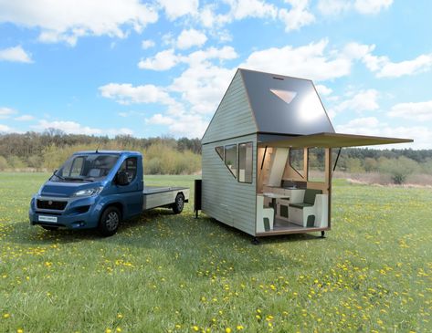 Haaks Expandable Camper Tiny Home | Apartment Therapy Camp Living, Two Story Tiny House, Folding House, Earth Bag, Mobile Living, Pavilion Design, Cool Campers, Camper Remodel, Two Storey House